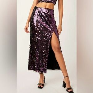 ♥️… Free People Star Bright Purple Sequin Skirt